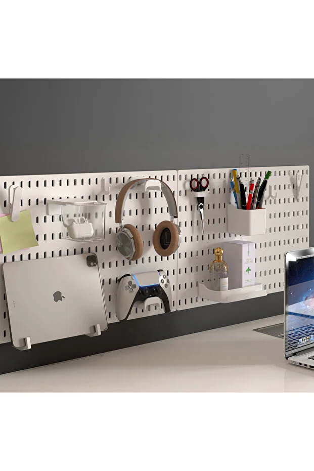 ÇOK AMAÇLI PANO ORGANİZATÖR PEGBOARD SET 3 (52X36cm)MODÜLER SİSTEM DUVAR DÜZENLEYİCİ DÜBELLİ - 